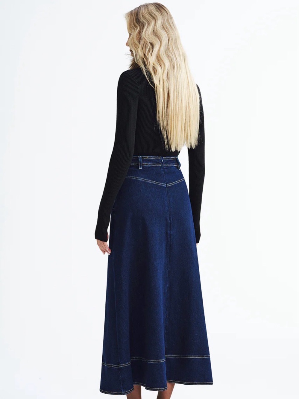 Commense Maxi Denim Skirt with pockets - Picture 5 of 8